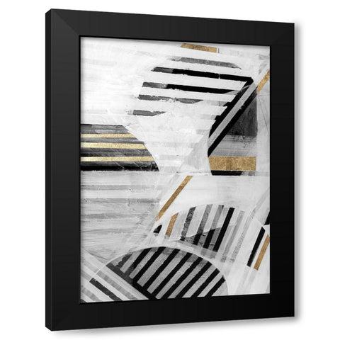 Black White Gold I Black Modern Wood Framed Art Print by Cartissi