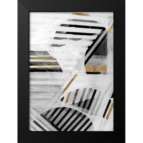 Black White Gold I Black Modern Wood Framed Art Print by Cartissi