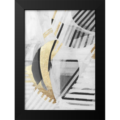 Black White Gold II Black Modern Wood Framed Art Print by Cartissi