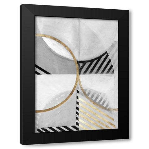 Black White Gold III Black Modern Wood Framed Art Print with Double Matting by Cartissi