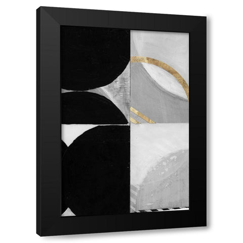 Stripes and Circles I Black Modern Wood Framed Art Print with Double Matting by Cartissi