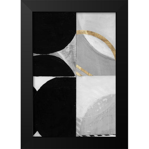 Stripes and Circles I Black Modern Wood Framed Art Print by Cartissi