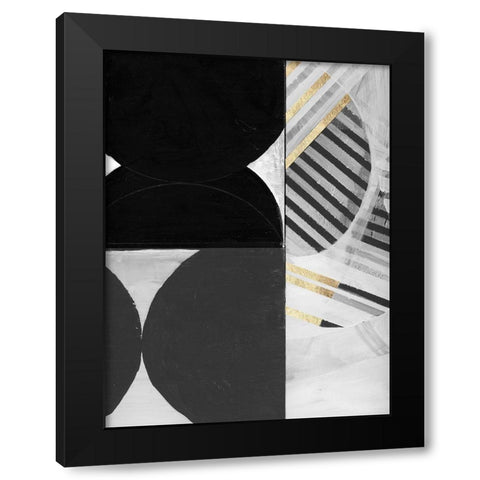 Stripes and Circles II Black Modern Wood Framed Art Print with Double Matting by Cartissi