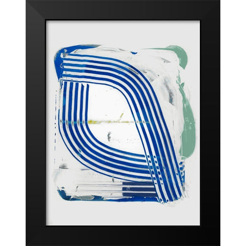 Blue Scrapes III Black Modern Wood Framed Art Print by Cartissi