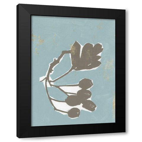 Floral Silhouette I Black Modern Wood Framed Art Print with Double Matting by Cartissi