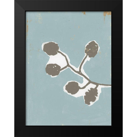 Floral Silhouette III Black Modern Wood Framed Art Print by Cartissi