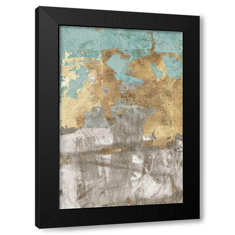 Blue Gold II Black Modern Wood Framed Art Print with Double Matting by Cartissi