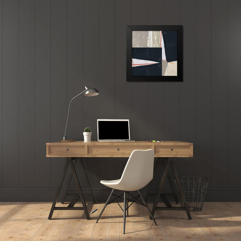 Orange Lines I Black Modern Wood Framed Art Print by Cartissi