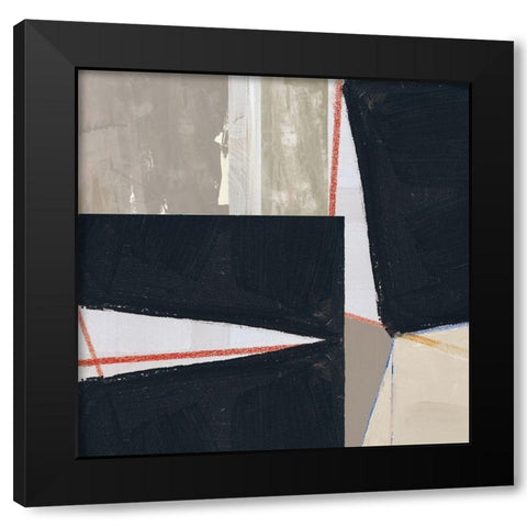 Orange Lines I Black Modern Wood Framed Art Print by Cartissi
