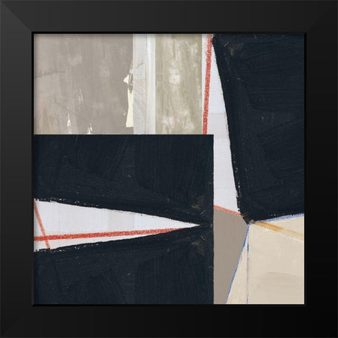 Orange Lines I Black Modern Wood Framed Art Print by Cartissi