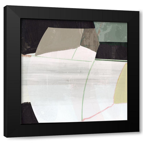 Orange Lines II Black Modern Wood Framed Art Print by Cartissi