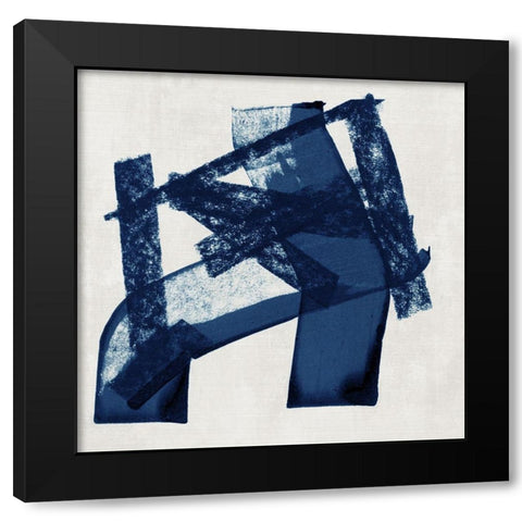 Navy Paths I Black Modern Wood Framed Art Print by Cartissi