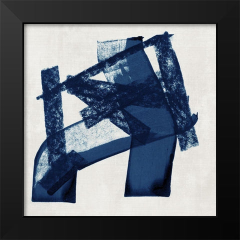 Navy Paths I Black Modern Wood Framed Art Print by Cartissi