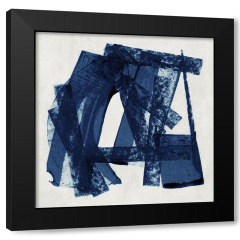 Navy Paths II Black Modern Wood Framed Art Print by Cartissi