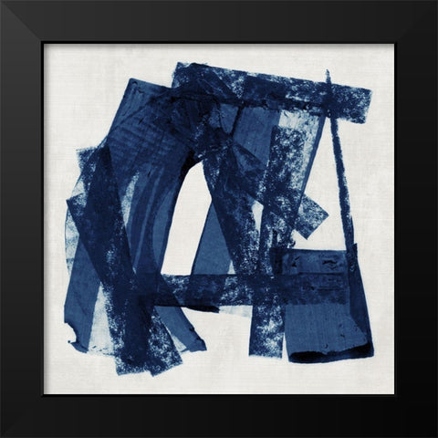 Navy Paths II Black Modern Wood Framed Art Print by Cartissi