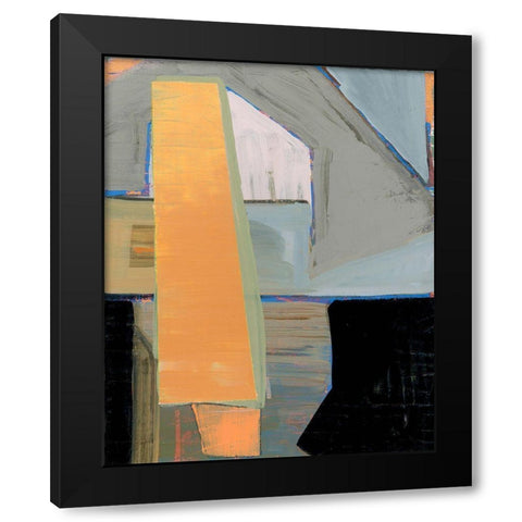 Orange Pinstripe I Black Modern Wood Framed Art Print by Cartissi