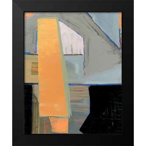 Orange Pinstripe I Black Modern Wood Framed Art Print by Cartissi