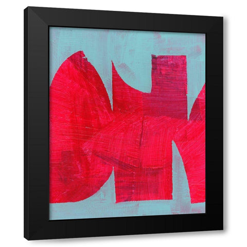 Magenta Ribbon I  Black Modern Wood Framed Art Print with Double Matting by Cartissi