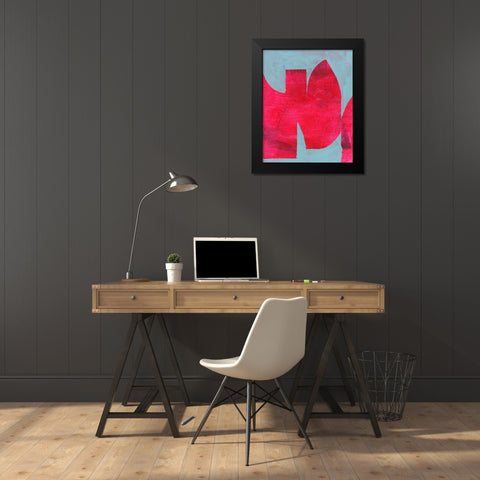 Magenta Ribbon II Black Modern Wood Framed Art Print by Cartissi