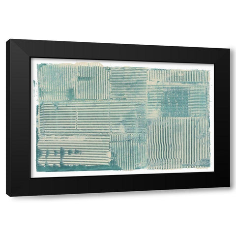 Teal Linework II Black Modern Wood Framed Art Print by Cartissi