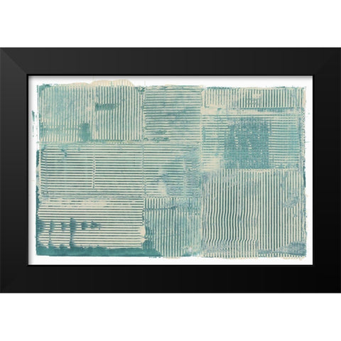 Teal Linework II Black Modern Wood Framed Art Print by Cartissi