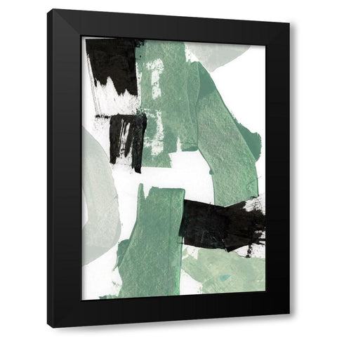 Flowing Green I  Black Modern Wood Framed Art Print with Double Matting by Cartissi
