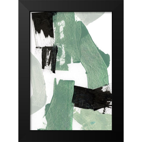 Flowing Green I  Black Modern Wood Framed Art Print by Cartissi