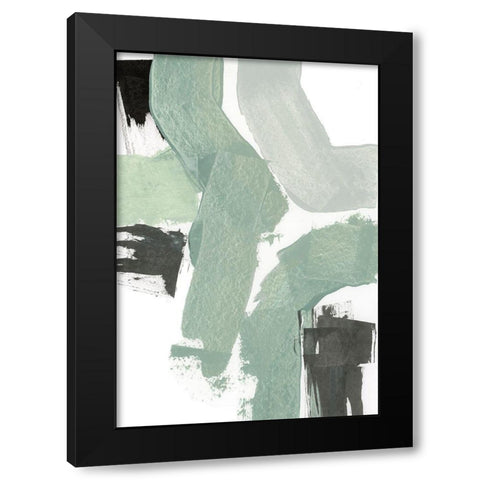 Flowing Green II Black Modern Wood Framed Art Print with Double Matting by Cartissi