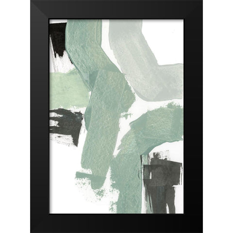 Flowing Green II Black Modern Wood Framed Art Print by Cartissi