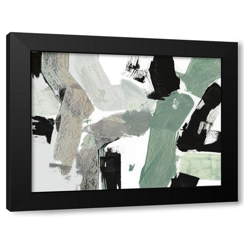 Flowing Green III Black Modern Wood Framed Art Print with Double Matting by Cartissi