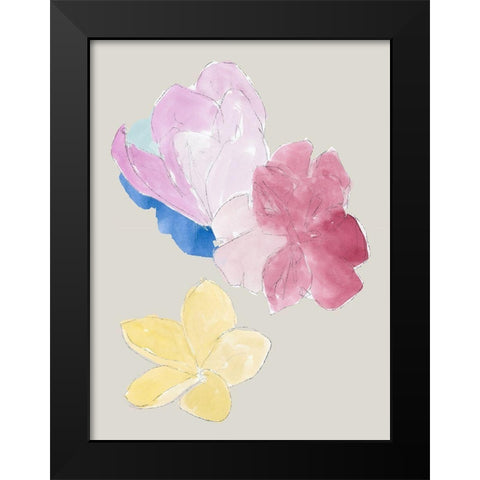 Floral Block IÂ  Black Modern Wood Framed Art Print by Cartissi