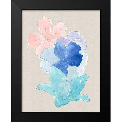 Floral Block III Black Modern Wood Framed Art Print by Cartissi
