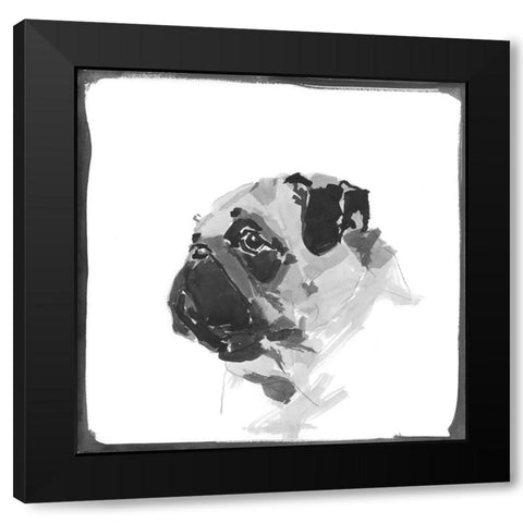 Pug Black Modern Wood Framed Art Print with Double Matting by Cartissi