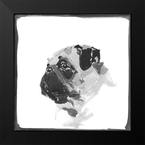 Pug Black Modern Wood Framed Art Print by Cartissi
