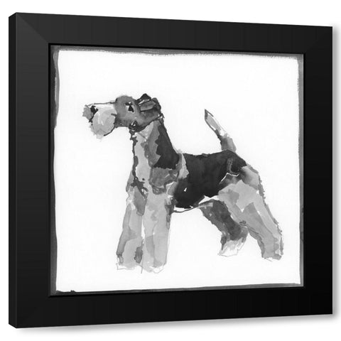 Terrier Black Modern Wood Framed Art Print with Double Matting by Cartissi