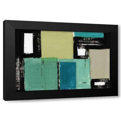 New Emerald II Black Modern Wood Framed Art Print with Double Matting by Cartissi