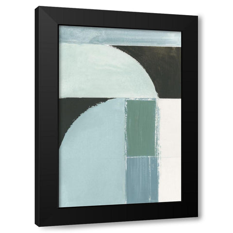 Curved Stream I Black Modern Wood Framed Art Print with Double Matting by Cartissi