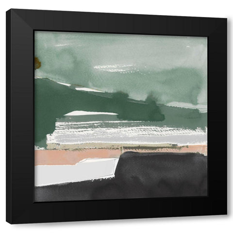 Notes of Green I  Black Modern Wood Framed Art Print by Cartissi