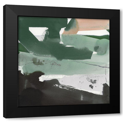 Notes of Green II Black Modern Wood Framed Art Print by Cartissi