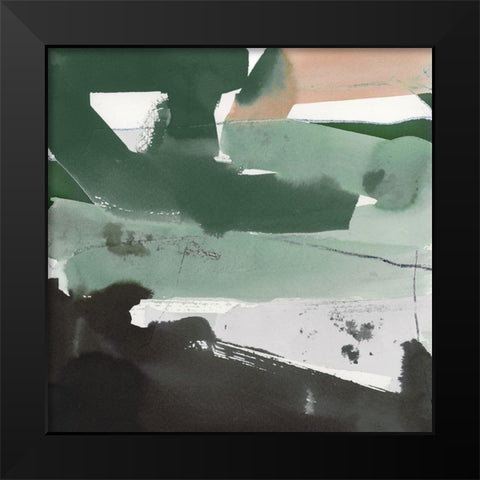 Notes of Green II Black Modern Wood Framed Art Print by Cartissi