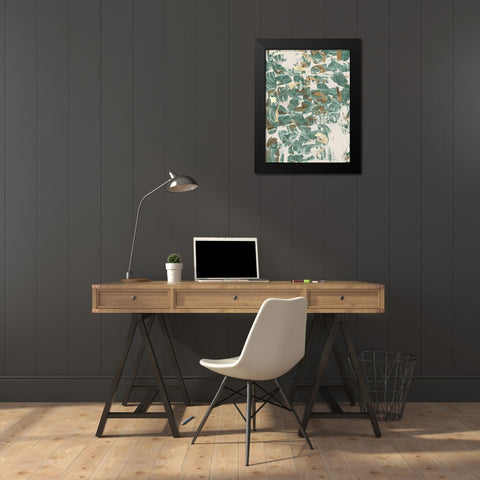 Golden Flakes II Black Modern Wood Framed Art Print by Cartissi