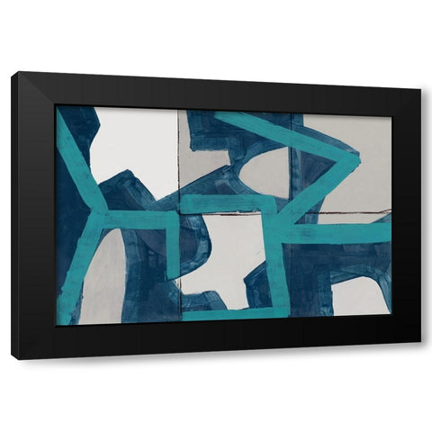 Mid Blue Shapes I  Black Modern Wood Framed Art Print by Cartissi