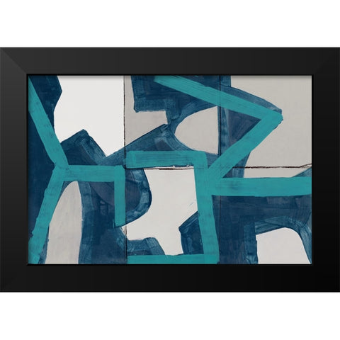 Mid Blue Shapes I  Black Modern Wood Framed Art Print by Cartissi
