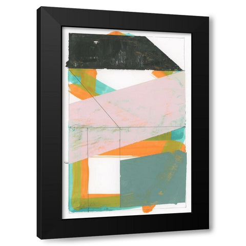 Gentle Geo III Black Modern Wood Framed Art Print with Double Matting by Cartissi