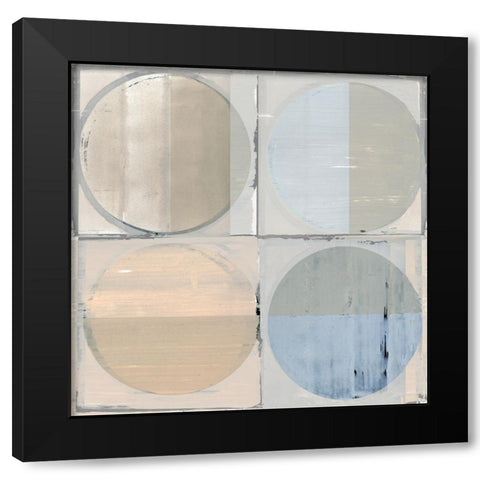 Circle Tiles I Black Modern Wood Framed Art Print with Double Matting by Cartissi