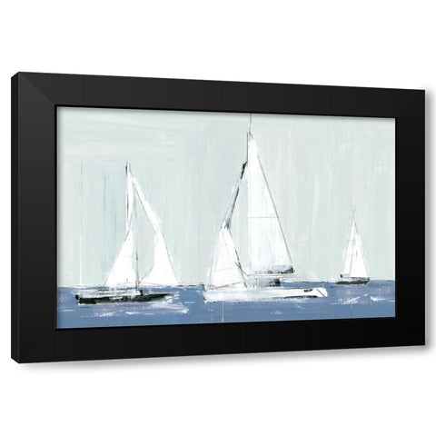Three Sails Black Modern Wood Framed Art Print by Cartissi