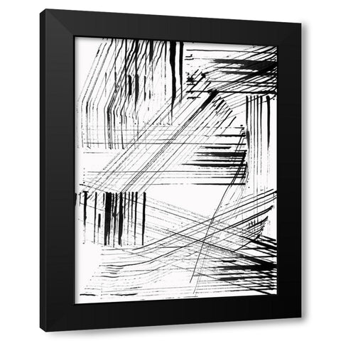 Black Strokes I  Black Modern Wood Framed Art Print by Cartissi