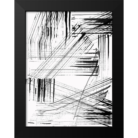 Black Strokes I  Black Modern Wood Framed Art Print by Cartissi
