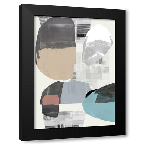 Inky Stripes and Blobs II Black Modern Wood Framed Art Print by Cartissi