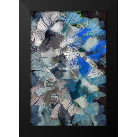 Midnight Blue Florals I Black Modern Wood Framed Art Print by Cartissi